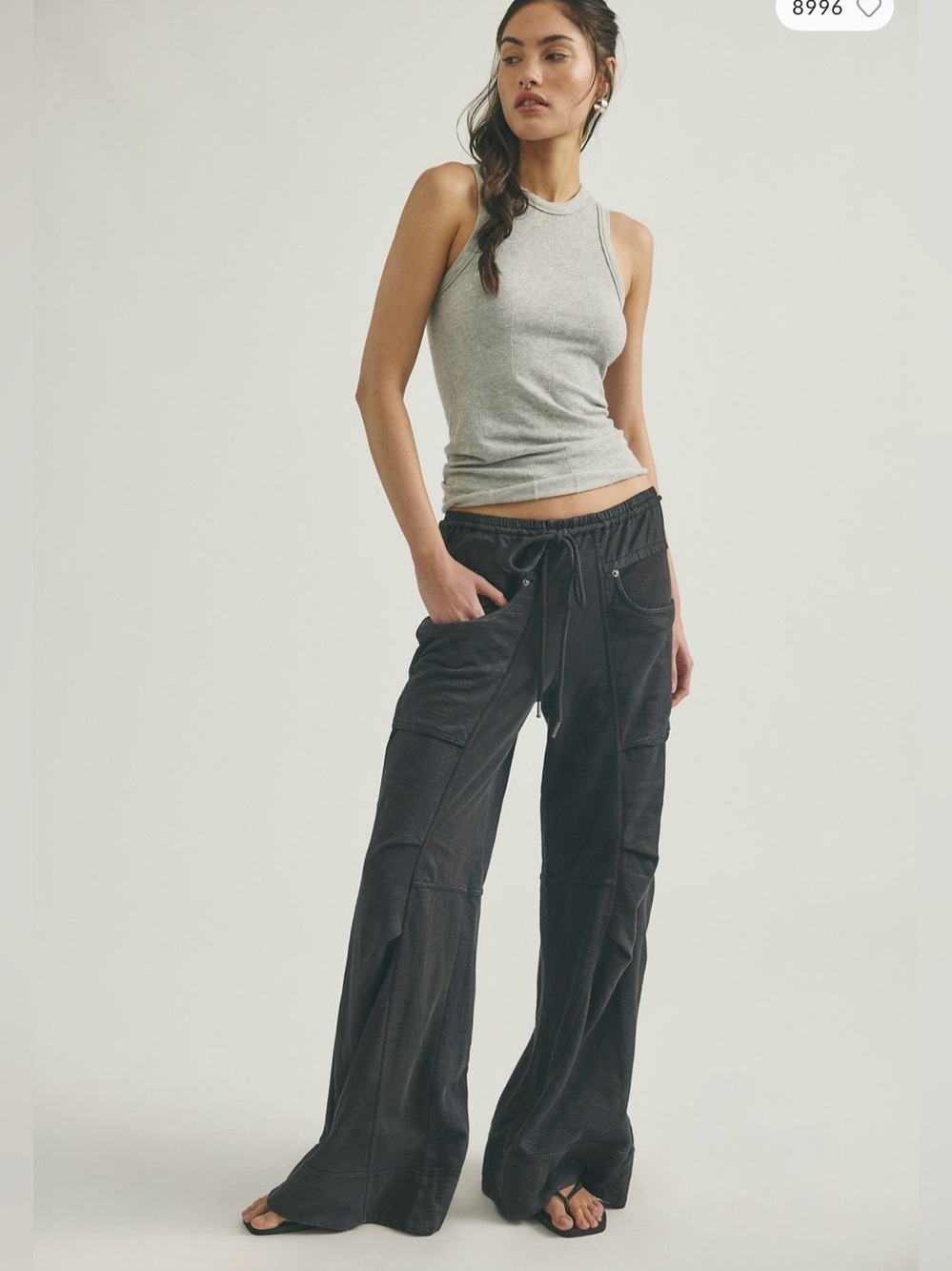 NWT Free People We The Free Sky Riser Knit Wide-Leg Pull-On Pants XL